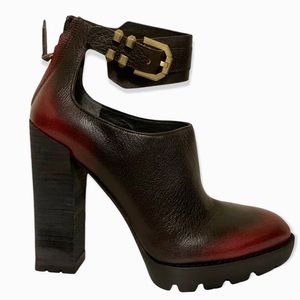 Kenneth Cole New York Leather High Heels 5 inches Black Red ombré shoes 8.5